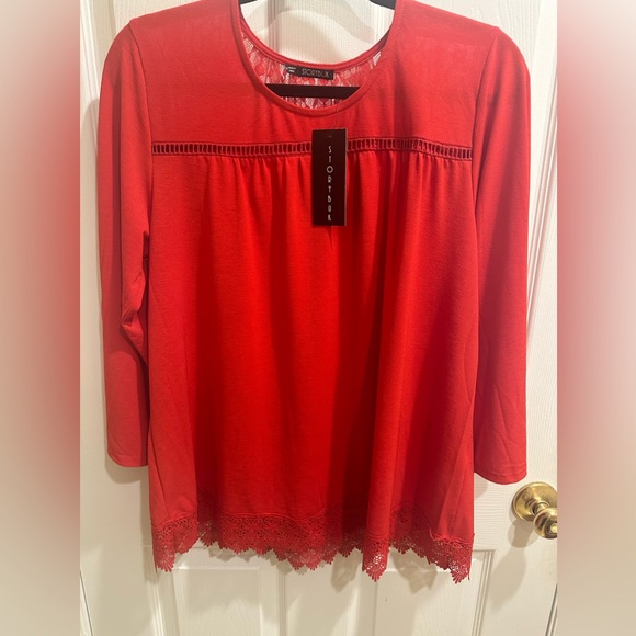 Storybuk Tops - Storybuk Top NWT Red 1XL 3/4 sleeve beautiful detail